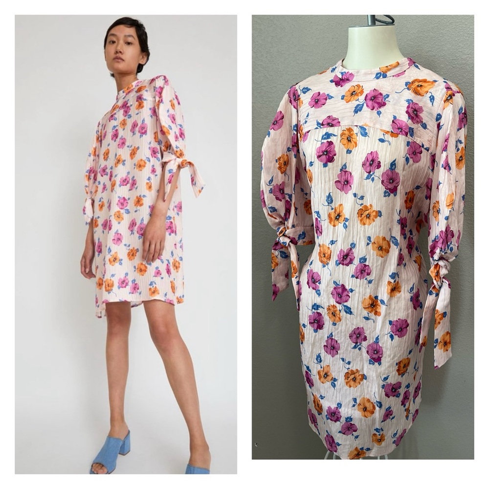 No. 6 Store Adelaide Silk Pink Pansy Dress Small